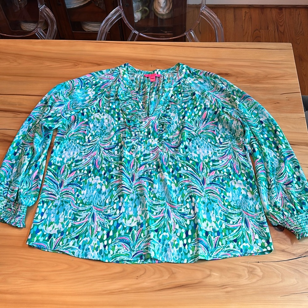 Lilly Pulitzer Floral Blouse, Size XL
